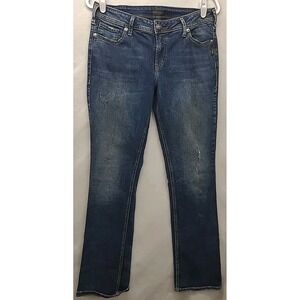Silver Jeans Elyse Slim Boot Womens 31x33 Dark Wash‎ Casual Stained Distressed
